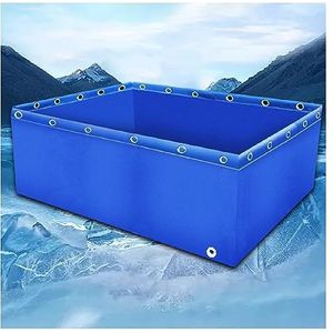 Aquariumzwembad, PVC canvas vijvers met afvoerklep, tijdelijke opslagtank voor zoutwatervissen, 0,5 mm zeildoek wateropslagzwembad voor koi vissen schildpadden zwemmen (kleur: blauw, maat: 0,8 x 1,2 x
