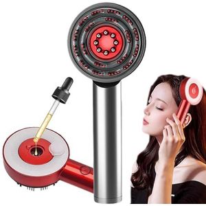 Hoofdhuidmassageborstel, Shiatsu-haarhoofdhuidmassager, haarolie-applicator, 3 massagestanden + 10 minuten timing, draadloos en draagbaar, rood lichttherapie haarhoofdhuidmassager,Grey