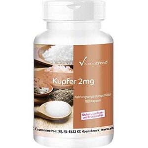 Koper Capsules - 2mg - hoog gedoseerd - veganistisch - 180 capsules - voor haar pigmentatie | Vitamintrend®