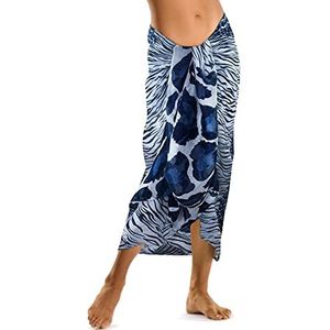 TOSKATOK Sarong rok voor dames en meisjes, met dierenprint, strandbedekking, omslagdoek, Blauw, one size