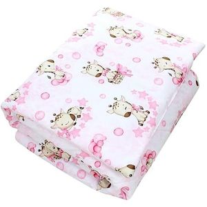 TupTam Kinder Dekbed met Patroon Set All Season Dekbedkussen Plat Kussen 2st., Giraffe/roze, 135x100 cm