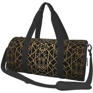 Gouden en zwarte kleuren, grote capaciteit reizen plunjezak ronde handtas sport reistas draagtas fitness tas, zoals afgebeeld, Eén maat