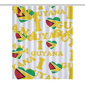 I Love Guyana Hart Vlag Grappige Badkamer Douchegordijnen Waterdicht Decoratief Cadeau Voor Badkamer Thuis Slaapzaal