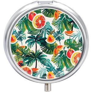 Aquarel Tropische Eiland Stijl Pillendoos Ronde Draagbare Pil Organizer Waterdichte Dagelijkse Vitamine Houder Dozen Creatieve 3 Compartiment Geneeskunde Pil Case voor Portemonnee Of Pocket