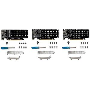 Goufride 3X PCIE X16 naar M.2 M-Key NVMEx4 SSD 2U Server Riser-kaart Dubbelzijdige 4-Schijf NVME PCI-EX16 Splitkaart