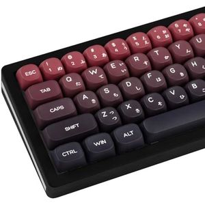 TIMSEKER Japanse PBT toetsenset met kleurverloop en 124 rode toetsen, MOA-profiel aangepaste kleurstof subdikke toetsenset voor ANSI-lay-out, Cherry Gateron MX-schakelaar, mechanische toetsenborden