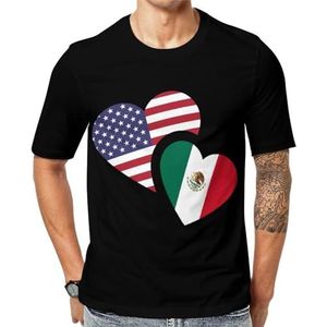 Mexico Amerikaanse vlag heren korte mouw grafisch T-shirt ronde hals print casual T-shirt tops S