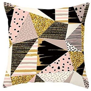 Ethereval Linnen kussensloop natuurlijk kussen voor terrasmeubilair onregelmatige driehoekige hoezen queensize met rits neutrale sets bank zwart roze goud - 50 x 50 cm