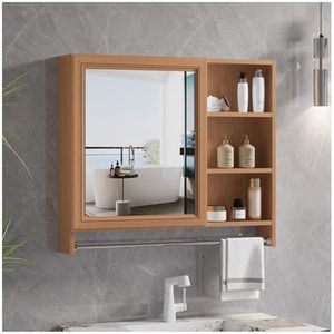 Spiegelkast for badkamer, badkamerspiegelkast, badkamermedicijnkast, dubbele deur spiegel badkamerkast opbergkast aan de muur gemonteerd, kastspiegel(B,W100*H70cm/W39.4*H27.6in)