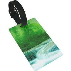 Bagagelabel voor koffer koffer tags identificatoren voor vrouwen mannen reizen snel ter plaatse bagage koffer groene bomen kleine watervallen