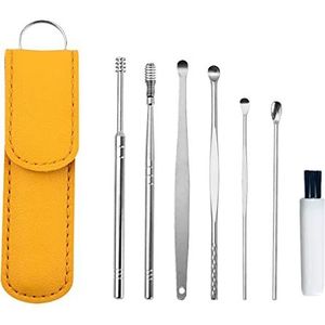 Innovative Spring EarWax Cleaner Tool Set - Ear Wax Removal Tool, Ear Curette Ear Wax Remover Tool with Storage Box (B-Yellow)