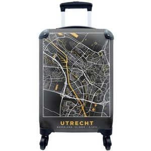 MuchoWow® Koffer - Kaart - Utrecht - Goud - Zwart - Past binnen 55x40x20 cm en 55x35x25 cm - Handbagage - Trolley - Fotokoffer - Cabin Size - Print