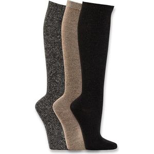 Kniekousen met alpacawol voor dames en heren, 3 paar, fijn gebreid, zacht, comfortabel, warm, gezellige sokken, lange thermische laarssokken, Mix 4, 36-38 EU