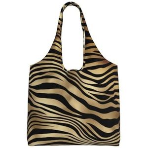 BEEOFICEPENG Schoudertas, Grote Canvas Tote Bag Tote Purse Casual Handtas Herbruikbare Boodschappentassen, Afrikaanse Zwart Goud Zebra Animal Skin Sepia, zoals afgebeeld, Eén maat