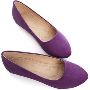 Stunner Leuke platte ballerina's voor dames, met ronde neus, comfortabele schoenen, Upgrade Donker Paars 1, 41 EU