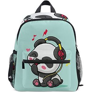 Muziek Panda Baby Leuke Peuter Voorschoolse Rugzak Boekentas Mini Schoudertas Rugzak Schooltas voor Pre-K 1-6 Jaar Reizen Jongens Meisjes