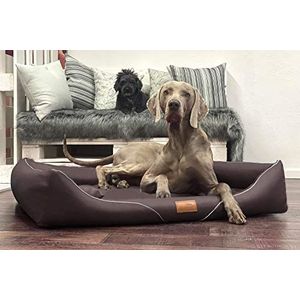 tierlando® Orthopedisch hondenbed William Easy-Clean | luxe hondensofa kunstleer | anti-haar | traagschuim M+ | bruin