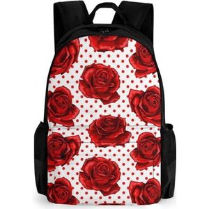Rode rozen 16 inch laptop rugzak grote capaciteit dagrugzak reizen schoudertas voor mannen en vrouwen