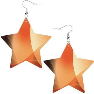 Lederen oorbellen, faux lederen ster oorbellen metallic druppel oorbellen voor vrouwen meisjes, abstract oranje en bruin patroon, Eén maat, Pu Kunstleer