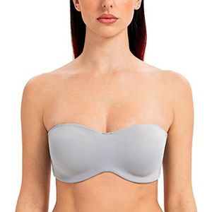 MELENECA strapless bh voor grote borsten, minimizer, ongevoerde bandeau met beugel Grijs 70G