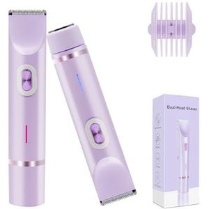 Horuili® oplaadbare bikinitrimmer met dubbele kop voor vrouwen en mannen - intieme scheerapparaat voor een gladde huid - elektrische bikinilijn-ontharingsapparaat voor gevoelige zones (Paars)