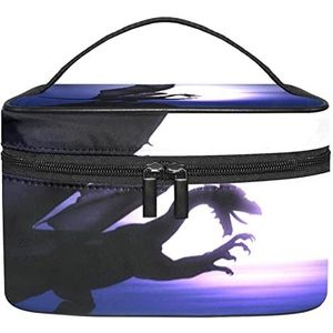 Dinosaurus make-up organizer tas, reismake-up tas organizer case draagbare cosmetische tas voor vrouwen en meisjes toiletartikelen, Meerkleurig, 22.5x15x13.8cm/8.9x5.9x5.4in