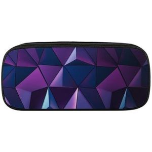 VFMKT Lederen etui waterdicht schattig pennenetui reizen cosmetische make-up tas organisator pennenhouder voor mannen vrouwen, paars geometrisch, Stijl, Eén maat