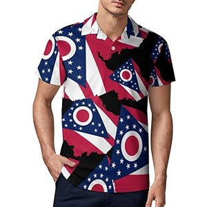 Ohio staat vlag kaart heren golf polo shirt zomer korte mouw T-shirt casual sneldrogende T-shirts 3XL