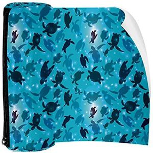 Potlood Case Pen Tas Houder met Rits Coin Organizer Tassen Make-up Cosmetische Pouch voor Vrouwen Tiener Meisjes Jongens Kinderen, Water Blauw Zeeschildpad Patroon