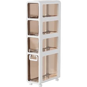 Moderne badkameropbergkast met 4 laden en zwenkwielen Ruimtebesparende smalle dressoirtoren for kleine ruimtes Verticale opbergoplossing for hoeken Eenvoudige montage Grote capaciteit(4 Tier,23cm(9inc