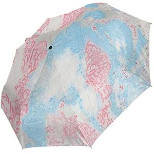 Artistiek marmer gemengde inkt automatische opvouwbare paraplu UV-bescherming automatisch open sluiten vouwen winddicht zonblokkering voor reizen strand vrouwen kinderen