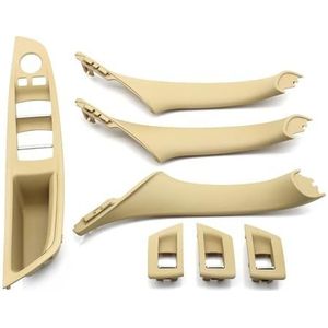 Deurklink Van Auto-Interieur Links Drive LHD Beige Zwart Koolstofvezel Auto-interieur Deurklink Pull Set Voor BMW 5 Serie Voor F10 Voor F18 523 525 528 Binnenhandgreep(Model A Beige)