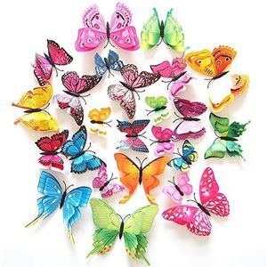 Vlinder muurstickers - 12 stuks koelkast magnetische vlinders stickers | 3D vlinders verwijderbare muurschildering muurstickers voor thuis kamer slaapkamer decoratie Leryveo