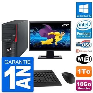 Fujitsu W530 PC Tower, 27 inch (68 cm), Intel G3220 RAM, 16 GB, harde schijf 1 TB, Windows 10, WiFi (gereviseerd)