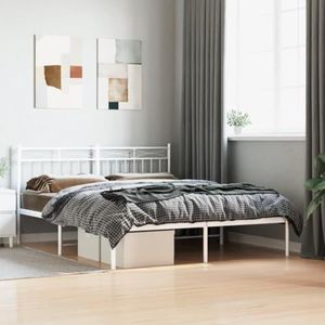 AUUIJKJF Bedden & accessoires Metalen bedframe met hoofdeinde wit 160x200 cm meubels