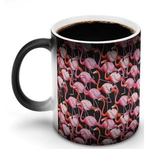 Kleurrijke Flamingo Warmte Veranderende Koffie Mok Keramische Warmtegevoelige Magic Grappige Gift voor Vrouwen Mannen 12oz