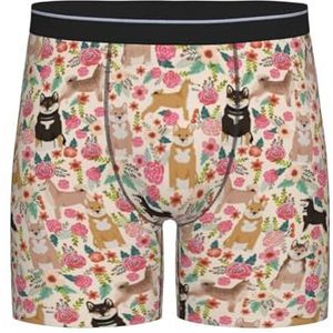 GRatka Boxer slips, heren onderbroek boxer shorts been boxer slips grappig nieuwigheid ondergoed, Shiba Inu gemengde rode sesam zwart en bruin honden hond, zoals afgebeeld, M