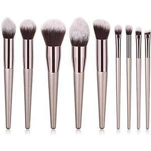 Eljjhah Make-up Borstels Set Professionele 4/9/10 stks Met Tas Foundation Oogschaduw Poeder Contour Ogen Schoonheid Cosmetische Borstels (Handvat Kleur: 9 stuks alleen borstels)