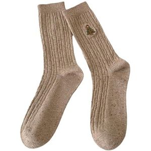 De mannen en vrouwen hebben skilaarzen sokken Dames kerstsokken tot de kuit, 3 paar, veelkleurig(Khaki Color 3 Pairs)