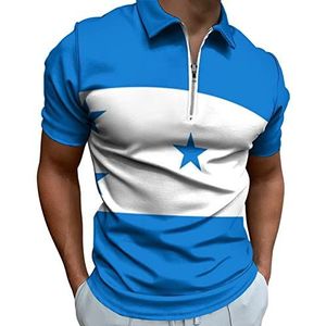 Honduras vlag heren poloshirt met rits T-shirts casual korte mouwen golf top klassieke pasvorm tennis tee