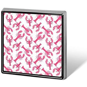Roze Kreeft Vierkante Pin Badge Mode Revers Badge Broche Art Pin Decoratieve Voor Jassen Rokken Tassen Pak