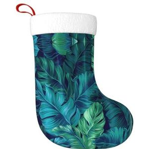 Kfjghhl Tropische palmbladeren Grote Xmas Kous Sneeuwpop Gedrukt Patroon Sokken Kerst Opknoping Tassen Home Decoraties