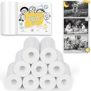 ARNSSIEN printerpapier 9 rollen voor camera direct printen kinderen thermisch papier set voor hd print printer papier draagbaar bijvullen