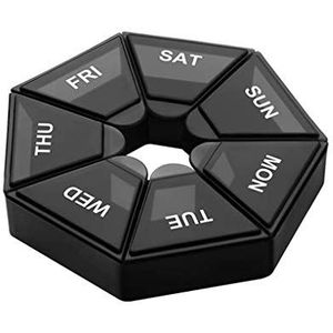 Pillendoosjes - Zwart - 7 Grids - Opslag Tablet Houder - Draagbaar