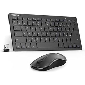TECKNET Set Tastiera e Mouse Senza Fili, Layout italiano QWERTY, 2.4GHz Slim Full-Size Avanzato Combo Tastiera Mouse Wireless con Ricevitore Nano USB per Laptop, PC