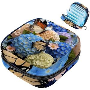 MUOOUM Madeliefjes Bloemen Vlinder Maandverband Opbergtas Menstruatie Pad Tas Draagbare Menstruatie Cup Pouch met Rits voor Tiener Meisjes Vrouwen Dames