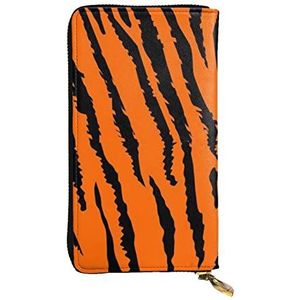 GIULIZ Oranje tijger luipaard bedrukte dames portemonnee, grote capaciteit lederen damesportemonnee met meerdere kaartsleuven, Zwart, Eén maat
