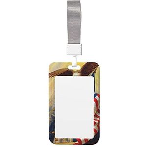 Lamame Amerikaanse VS Vlag Eagle Art Gedrukt Card Badge Houder Id Kaarthouder Met Lanyard Badge Protector Case