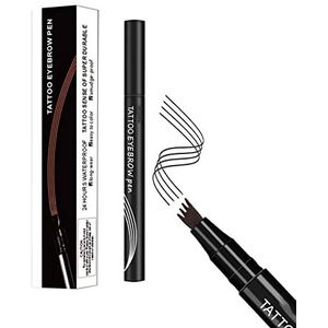 Anjoize Eyebrow Pen, Anjoize 4-Tip Microblade Brow Pen, Eyebrow Makeup, Fine-Stroke, Long Lasting, Waterproof and Smudge-Proof-Black