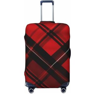 LZQPOEAS Rode en zwarte geruite print Bagage Cover Elastische Wasbare Koffer Cover Protector Mode Reizen Bagage Covers Fit 18-32 Inch Bagage, Zwart, XL